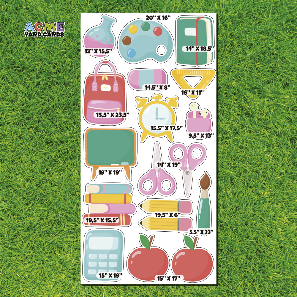 Full Sheet Theme School Supplies II ACME Yard Cards